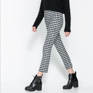 Zara Checkered Trousers in dark navy
